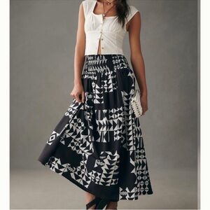 Anthropologie Black and White Geometric Skirt